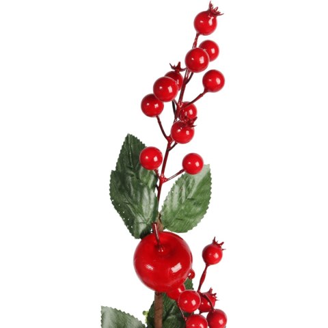 GAŁĄZKA JARZĘBINY Z JABŁKAMI I LIŚĆMI 72 CM czerwona