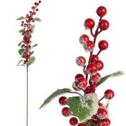 GAŁĄZKA JARZĘBINY Z OŚNIEŻONYMI LIŚĆMI 67 CM czerwona