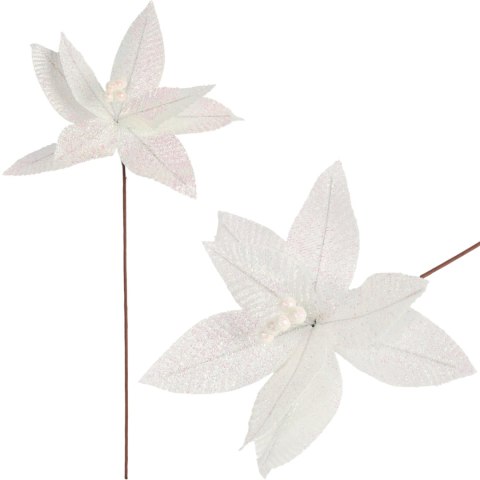 GWIAZDA BETLEJEMSKA POINSECIA OZDOBA KWIAT NA CHOINKĘ DEKORACJA DO STROIKA NA ŚWIĘTA BIAŁA OPALIZUJĄCA