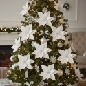 GWIAZDA BETLEJEMSKA POINSECIA OZDOBA KWIAT NA CHOINKĘ DEKORACJA DO STROIKA NA ŚWIĘTA BIAŁA OPALIZUJĄCA