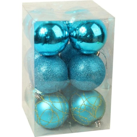 Komplet 12 bombek plastikowych mix w kolorze turkusowym