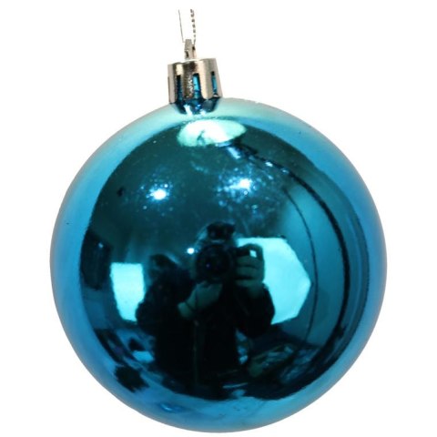 Komplet 16 Bombek Plastikowych 6 cm w Odcieniach Błękitu i Bieli z Brokatem w Eleganckim Opakowaniu