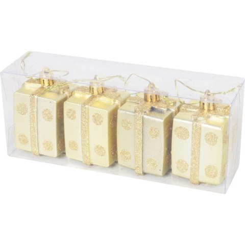 Komplet 4 bombek plastikowych w kształcie prezentów