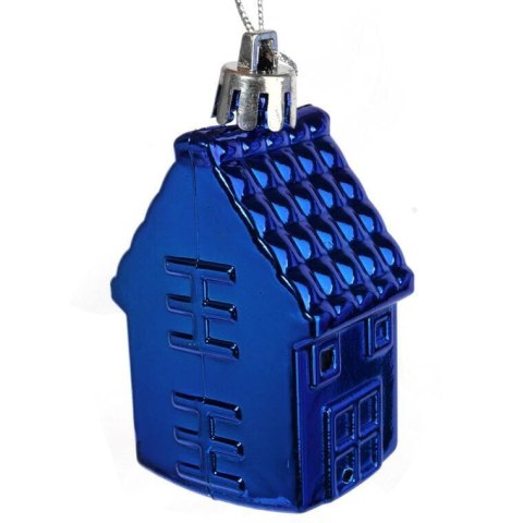 Komplet 6 bombek plastikowych w kształcie domków 6 cm