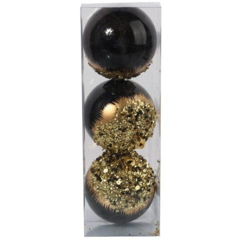 Kpl. 3 bombek plastikowych 8cm czarno złote I
