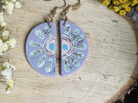 Ręcznie malowane kolczyki ceramiczne