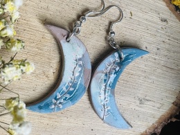 Ceramiczne ręcznie robione kolczyki księżyc