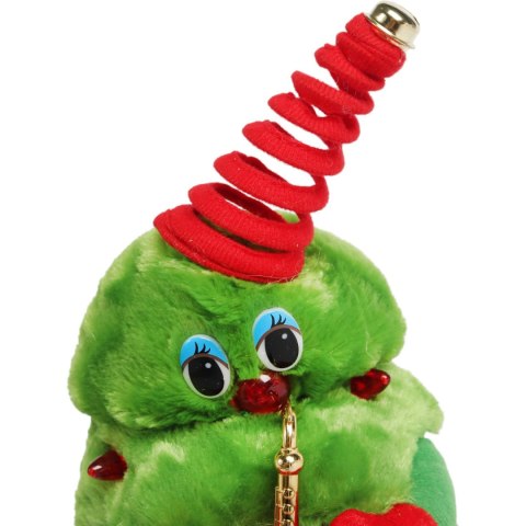 ŚWIĄTECZNA ŚPIEWAJĄCA TAŃCZĄCA CHOINKA ŚWIECI ŚPIEWA POWTARZA INTERAKTYWNA 40 cm Z TRĄBKĄ