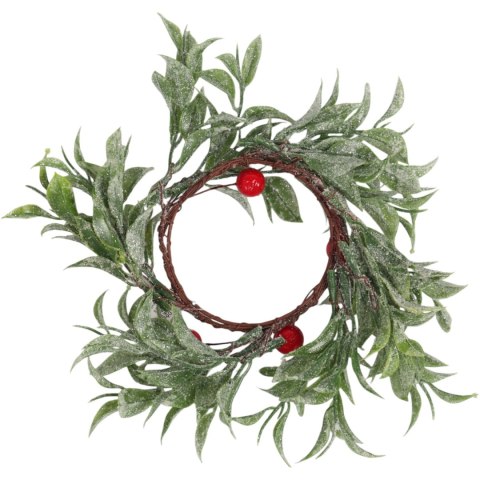 Wianek z jarzębiny z liśćmi stroik 20 cm DEKORACJA NA ŚWIECZKĘ ŚWIĘTA