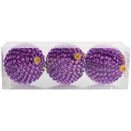 ZESTAW 3 BOMBEK DEKOROWANYCH 8 CM FIOLETOWE