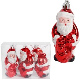 Zestaw 3 Bombek Bożonarodzeniowych w Kształcie MIKOŁAJA 10 cm - Wytrzymałe i Dekoracyjne Ozdoby Świąteczne Czerwone