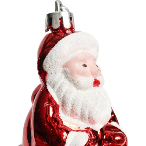 Zestaw 3 Bombek Bożonarodzeniowych w Kształcie MIKOŁAJA 10 cm - Wytrzymałe i Dekoracyjne Ozdoby Świąteczne Czerwone