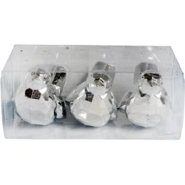 Zestaw 3 Bombek Bożonarodzeniowych w Kształcie PTAKÓW 6 cm - Wytrzymałe i Dekoracyjne Ozdoby Świąteczne Srebrne