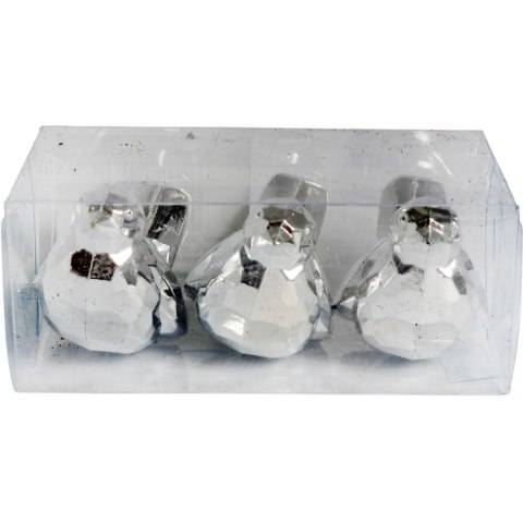 Zestaw 3 Bombek Bożonarodzeniowych w Kształcie PTAKÓW 6 cm - Wytrzymałe i Dekoracyjne Ozdoby Świąteczne Srebrne