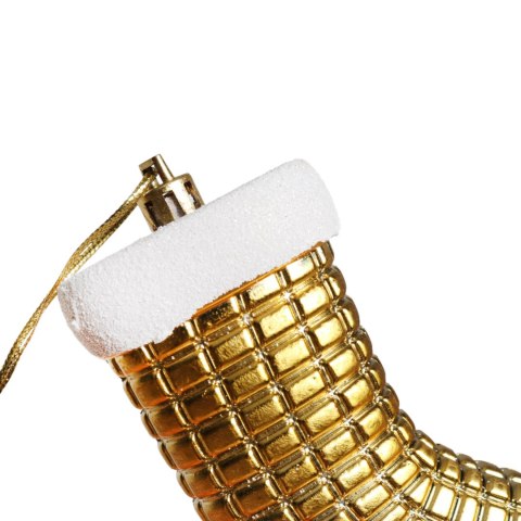 Zestaw 3 Bombek Bożonarodzeniowych w Kształcie Skarpet 10 cm - Wytrzymałe i Dekoracyjne Ozdoby Świąteczne Złote