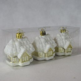Zestaw 3 bombek plastikowych -domki/kształtki