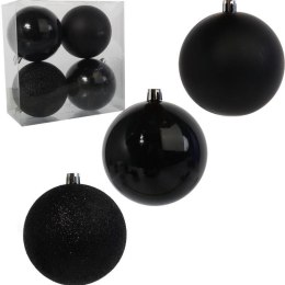 Zestaw 4 Czarnych Bombek Plastikowych 8cm w Przezroczystym Pudełku