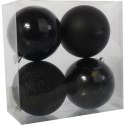 Zestaw 4 Czarnych Bombek Plastikowych 8cm w Przezroczystym Pudełku