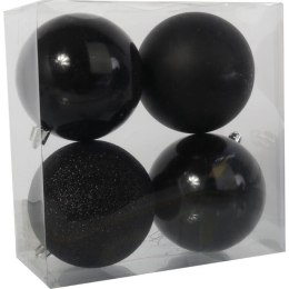 Zestaw 4 Czarnych Bombek Plastikowych 8cm w Przezroczystym Pudełku