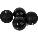 Zestaw 4 Czarnych Bombek Plastikowych 8cm w Przezroczystym Pudełku