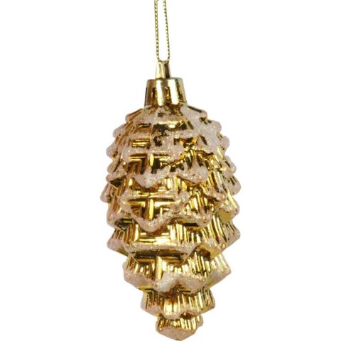 Zestaw 5 Multikolorowych Plastikowych Bombek-Szyszek z Brokatem, 9 cm