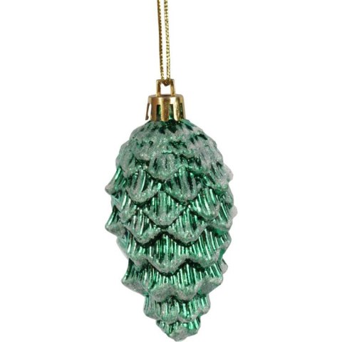 Zestaw 5 Multikolorowych Plastikowych Bombek-Szyszek z Brokatem, 9 cm