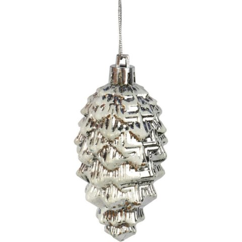 Zestaw 5 Multikolorowych Plastikowych Bombek-Szyszek z Brokatem, 9 cm