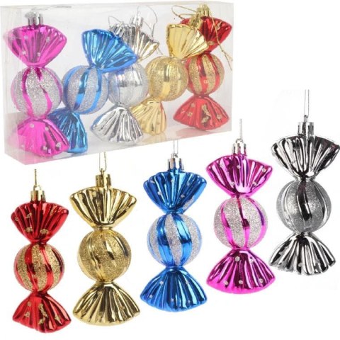 Zestaw 5 bombek plastikowych cukierków 11 cm kolorowe