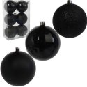 Zestaw 6 Czarnych Bombek Plastikowych 6cm w Przezroczystym Pudełku