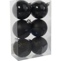 Zestaw 6 Czarnych Bombek Plastikowych 6cm w Przezroczystym Pudełku