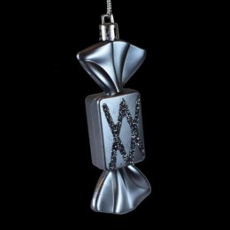 Zestaw 6 Grafitowych Ozdób Choinkowych w Kształcie Cukierka z Brokatem