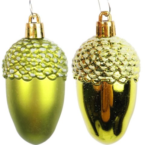 Zestaw 6 Plastikowych Bombek Bożonarodzeniowych - Zielone Żołędzie