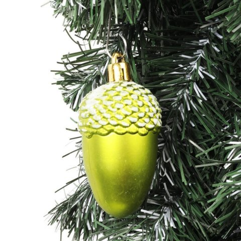 Zestaw 6 Plastikowych Bombek Bożonarodzeniowych - Zielone Żołędzie