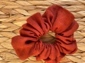 Lniana gumka do włosów scrunchie bordowa