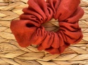 Lniana gumka do włosów scrunchie bordowa