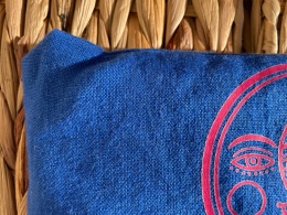 Poduszka na oczy z lnu z lawendą i pestkami wiśni słońce i księżyc niebieska