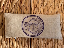 Poduszka na oczy z lnu z lawendą i pestkami wiśni słońce i księżyc beżowa