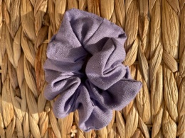 Lniana gumka do włosów scrunchie fioletowa